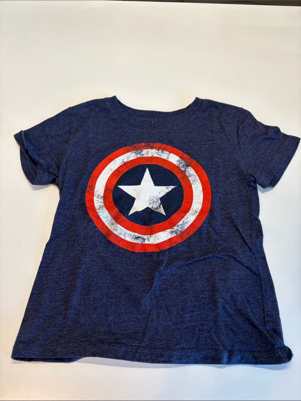 Marvel Boys Navy Blue Tee with Red & White Captain Shield